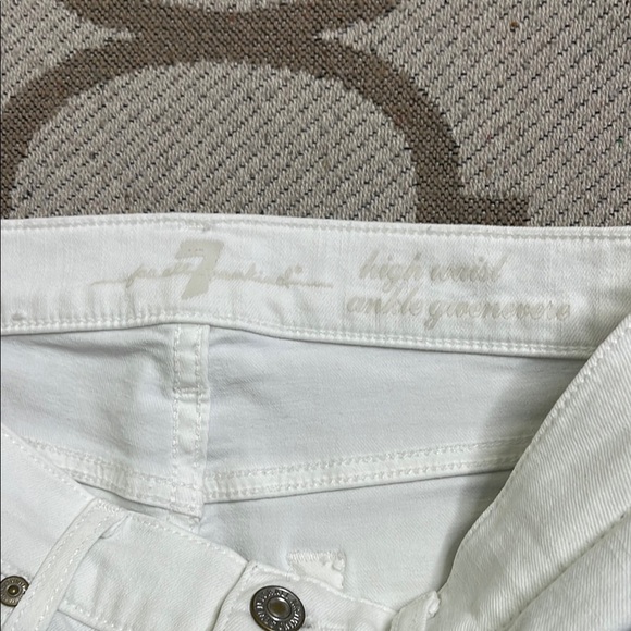 7 For All Mankind White high waisted ankle gwenevere Denim Jeans fray hems - Picture 4 of 17